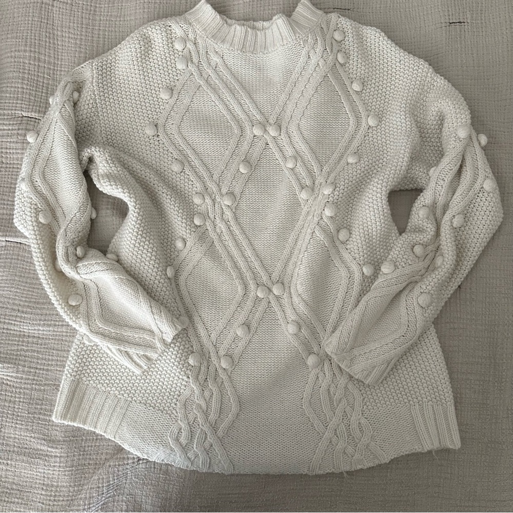 White Pom sweater